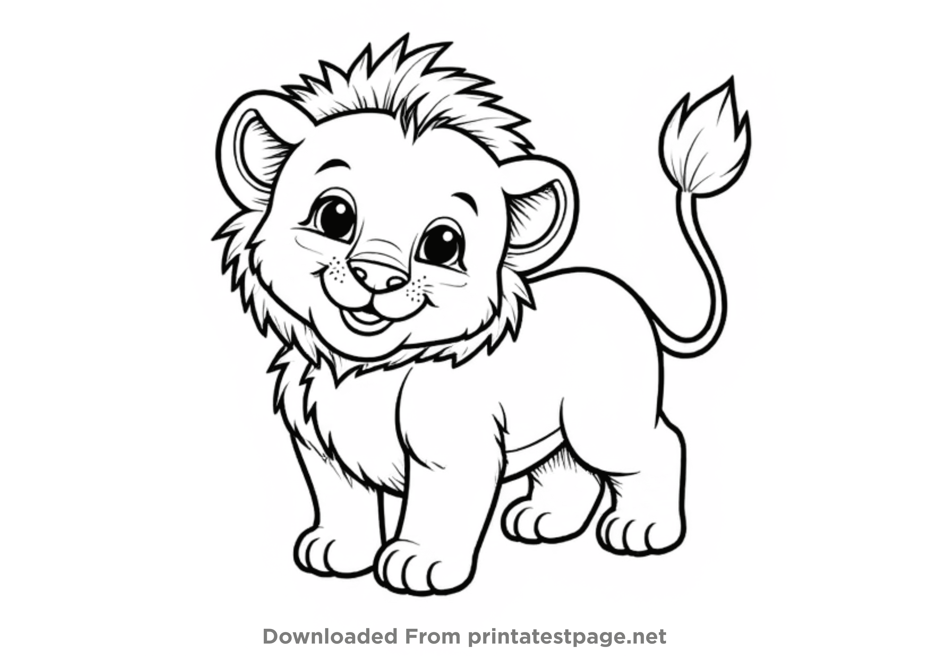 cute lion coloring page printable for kids