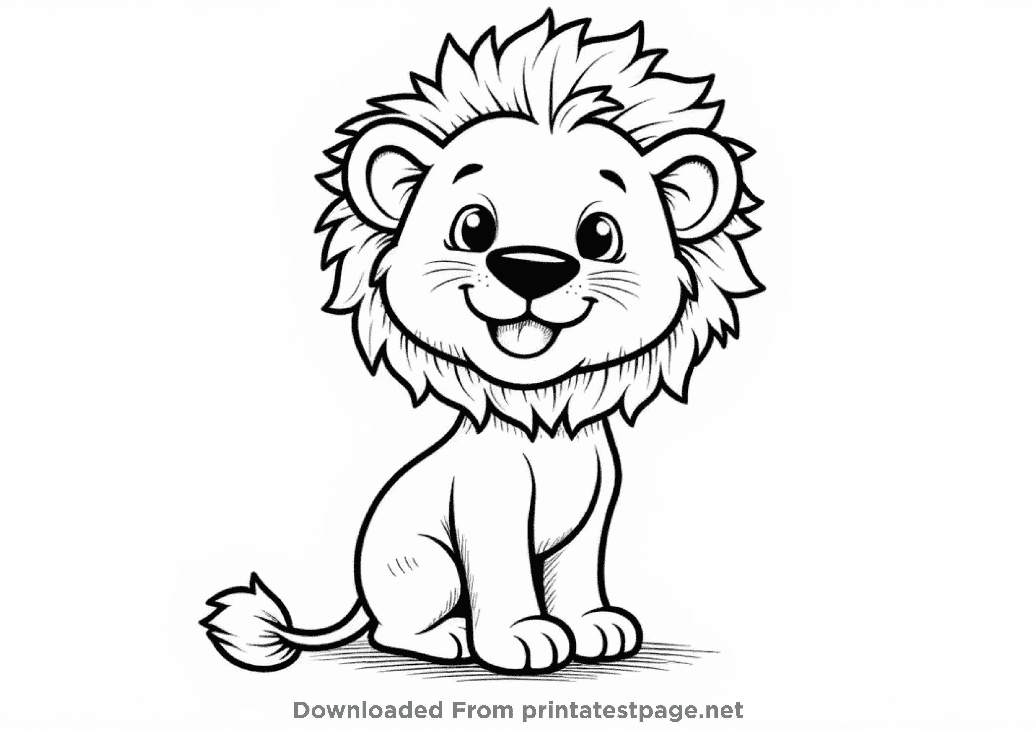 friendly lion coloring page outline for kids